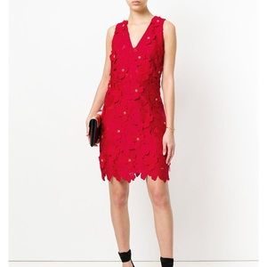 MICHAEL Michael Kors Women's Red Floral Appliqué Lace Dress